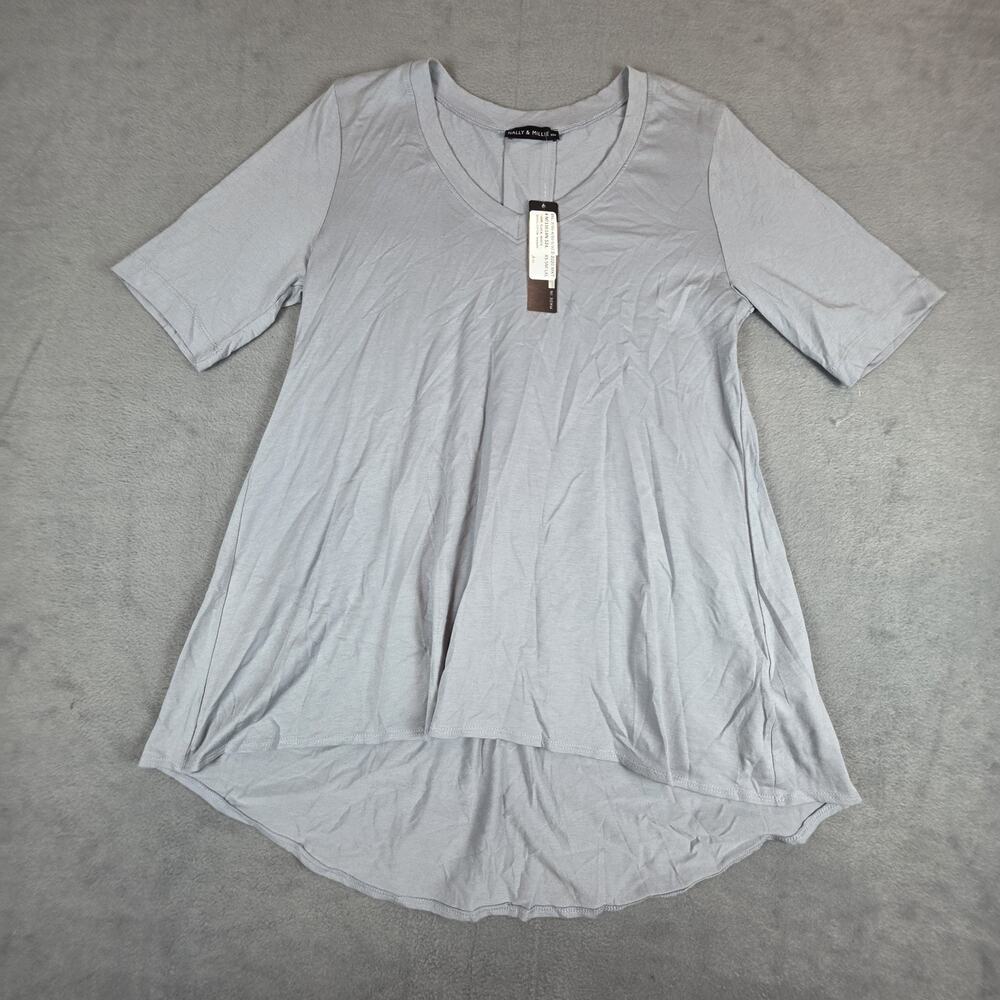 Nally & Millie Gray Flowy Tunic Top Modal Stretch Relaxed USA XS-SM-LXL